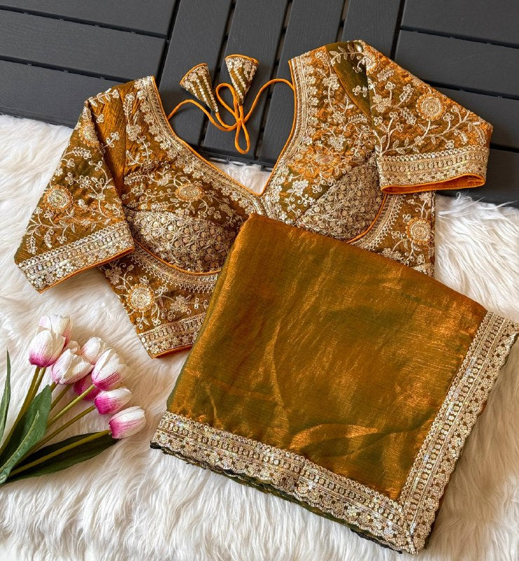 fendy Saree with Heavy Embroidered Blouse | Designer Party Wear, Wedding & Festive Saree for Women