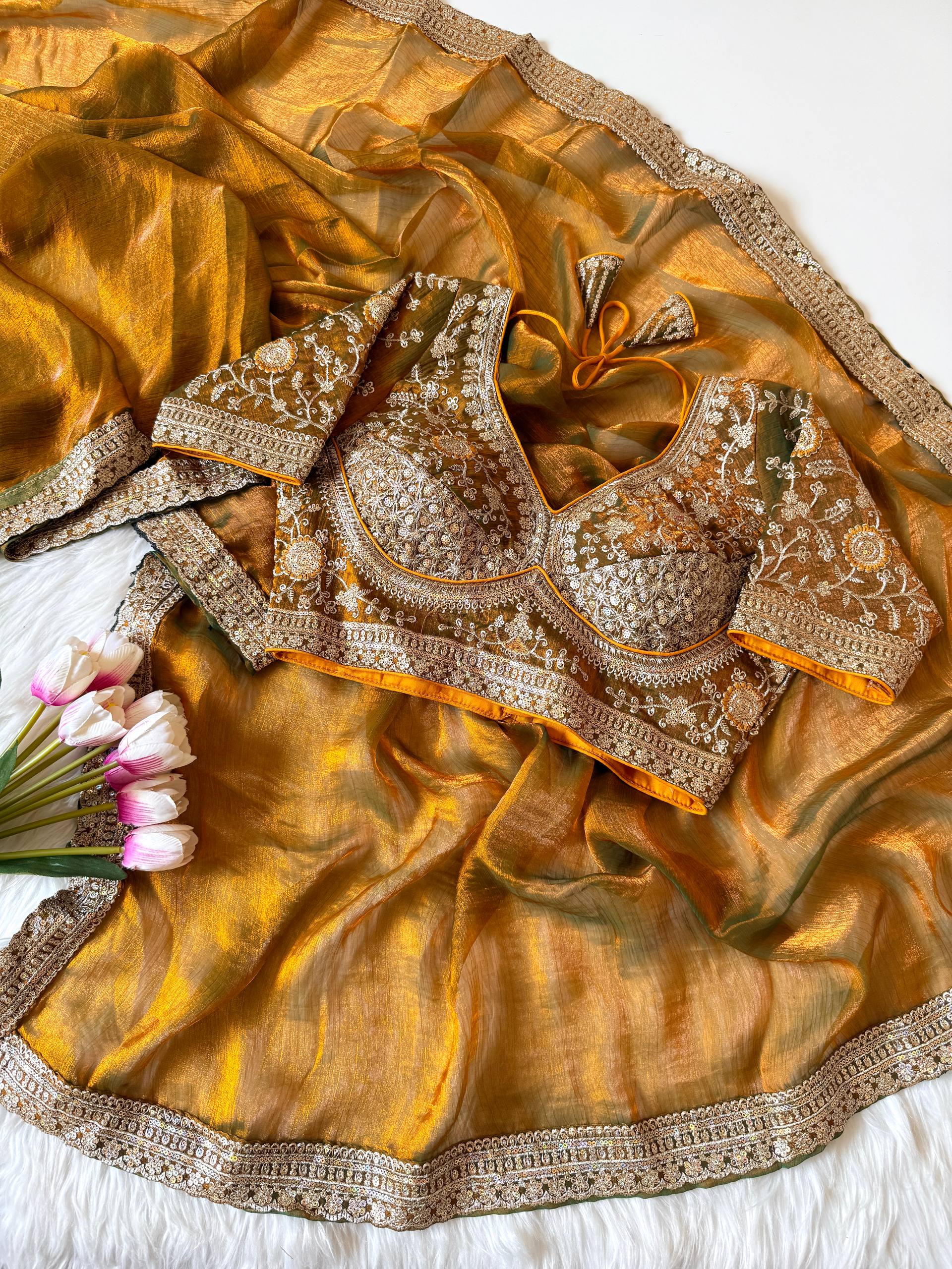 fendy Saree with Heavy Embroidered Blouse | Designer Party Wear, Wedding & Festive Saree for Women
