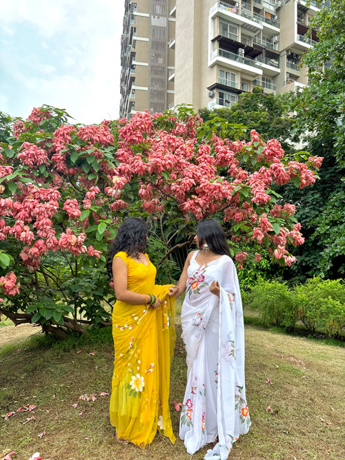 Elegant Floral Sarees – Timeless Beauty for Every Occasion hand Print Sarees